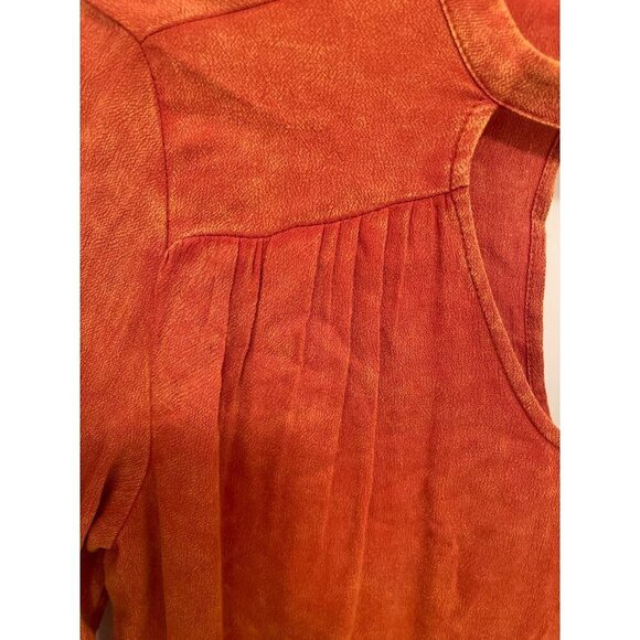 Very J Women's sz S leather look Burnt Orange Long Bell Cuff Sleeve Fall Top - Picture 7 of 11